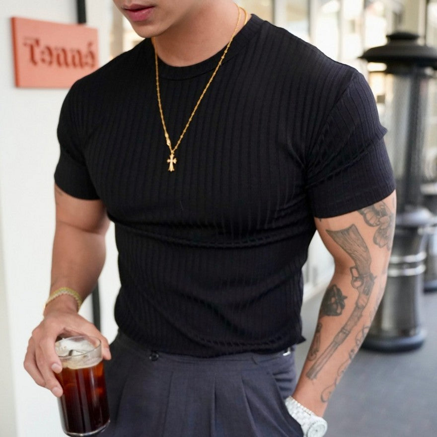 Men's Summer Sports Muscle Fitness T-Shirt (Crew Neck)