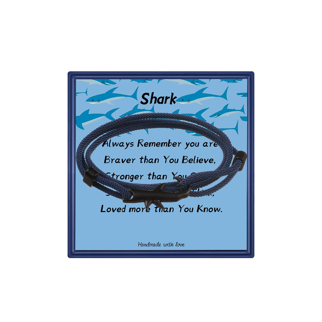 Ocean Animal Bracelet Wrap Rope Bracelet Shark Dolphin Turtle Octopus Bracelet for Women Men Sea Animal Lover Gifts (Shark Bracelet Blue)