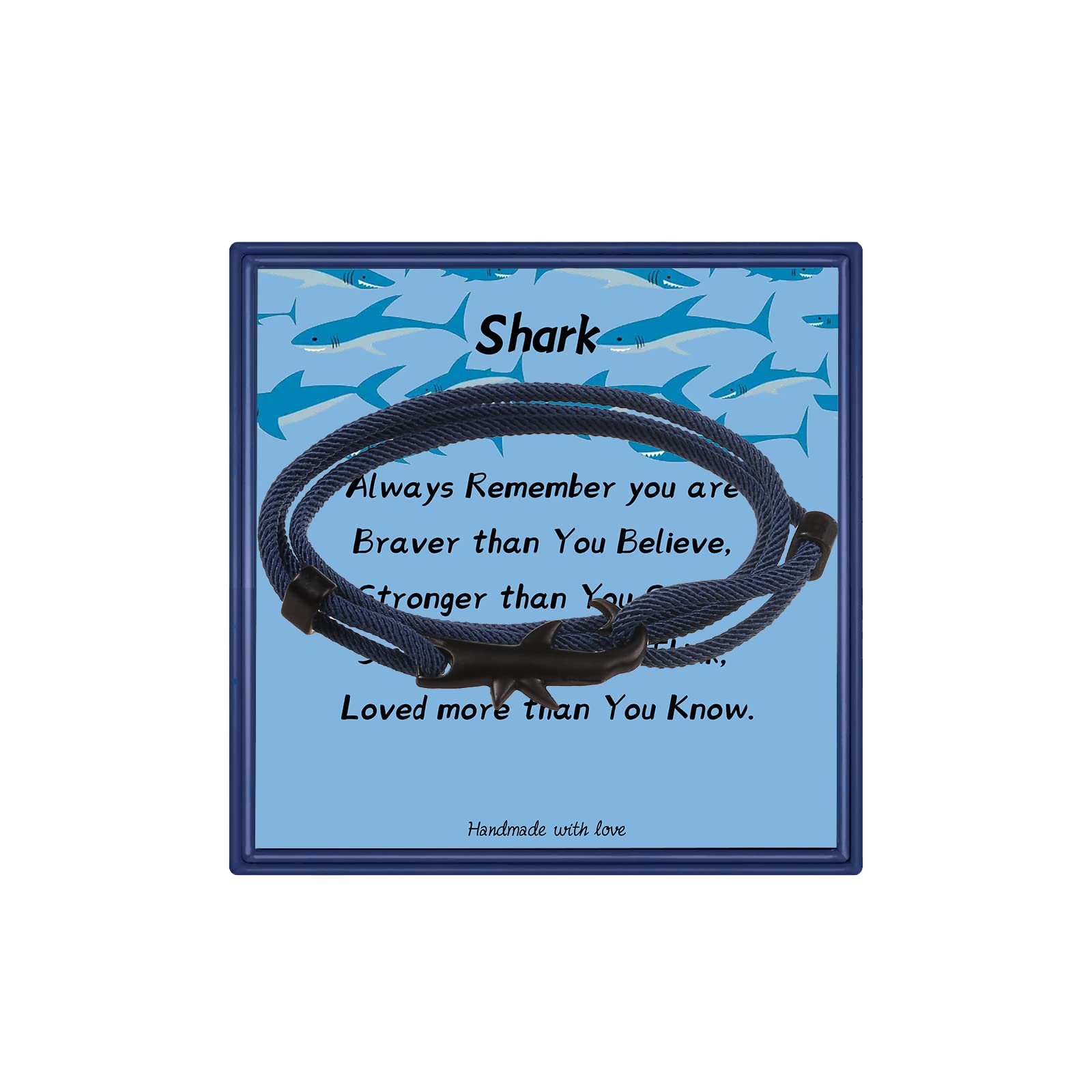 Ocean Animal Bracelet Wrap Rope Bracelet Shark Dolphin Turtle Octopus Bracelet for Women Men Sea Animal Lover Gifts (Shark Bracelet Blue)