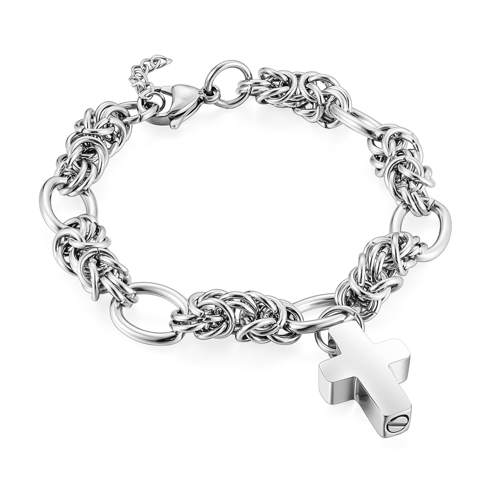 Dletay Urn Bracelet for Ashes Cremation Jewelry Cross Ashes Bracelet Stainless Steel Cremation Bracelet Memorial Bracelet for Ashes for Women Men