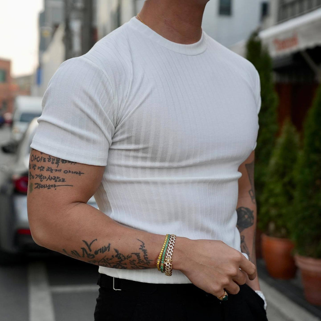 Men's Summer Sports Muscle Fitness T-Shirt (Crew Neck)