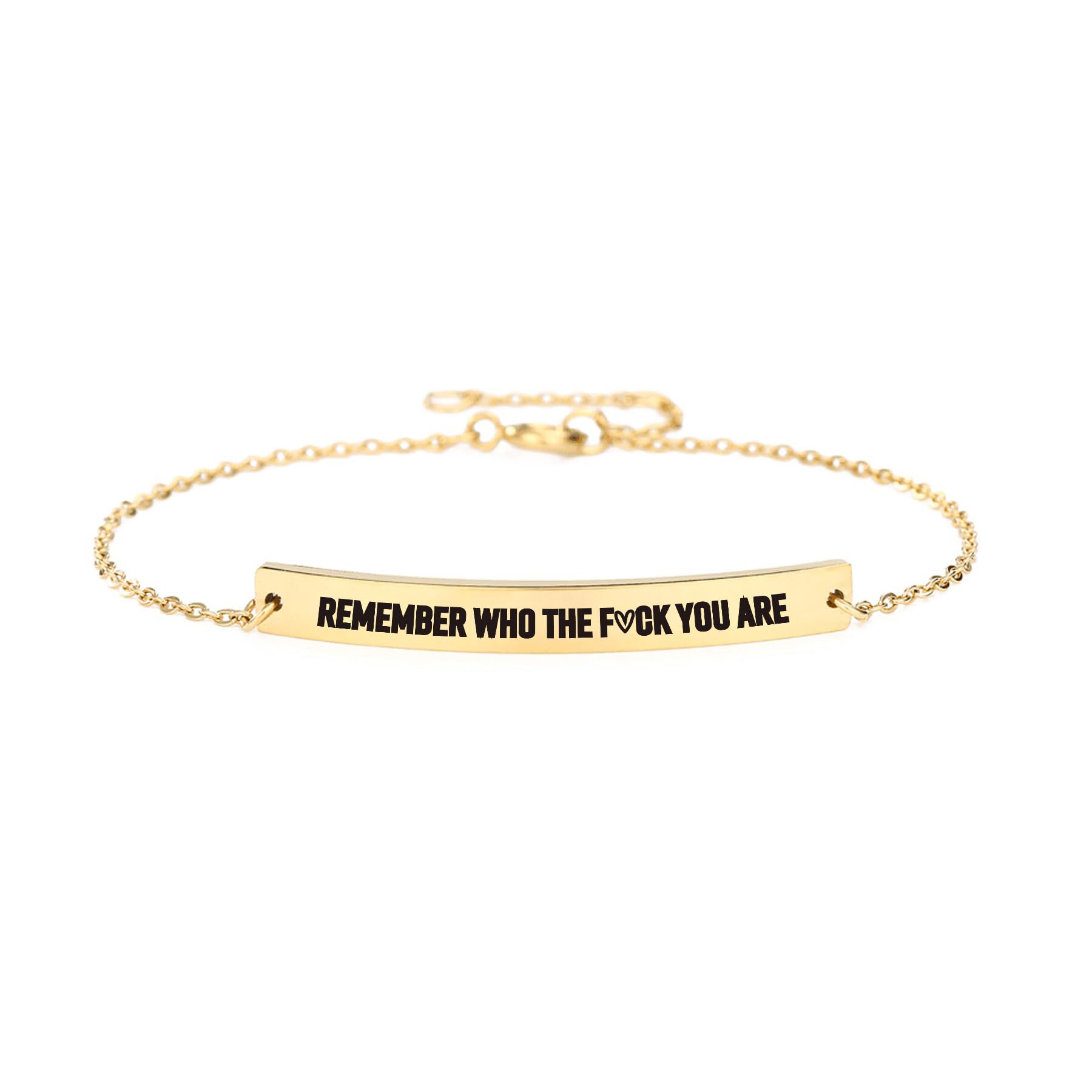 Remember Who The F You Are Bracelet - Remember Who You Are Bracelet Motivational Bracelet Stainless Steel Engraved Bracelet Inspirational Bracelet Jewelry Gifts for Women Friend (Remember Bracelet 2)